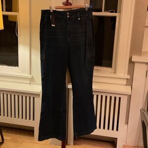 PAIGE Dark Flare Cargo Jeans